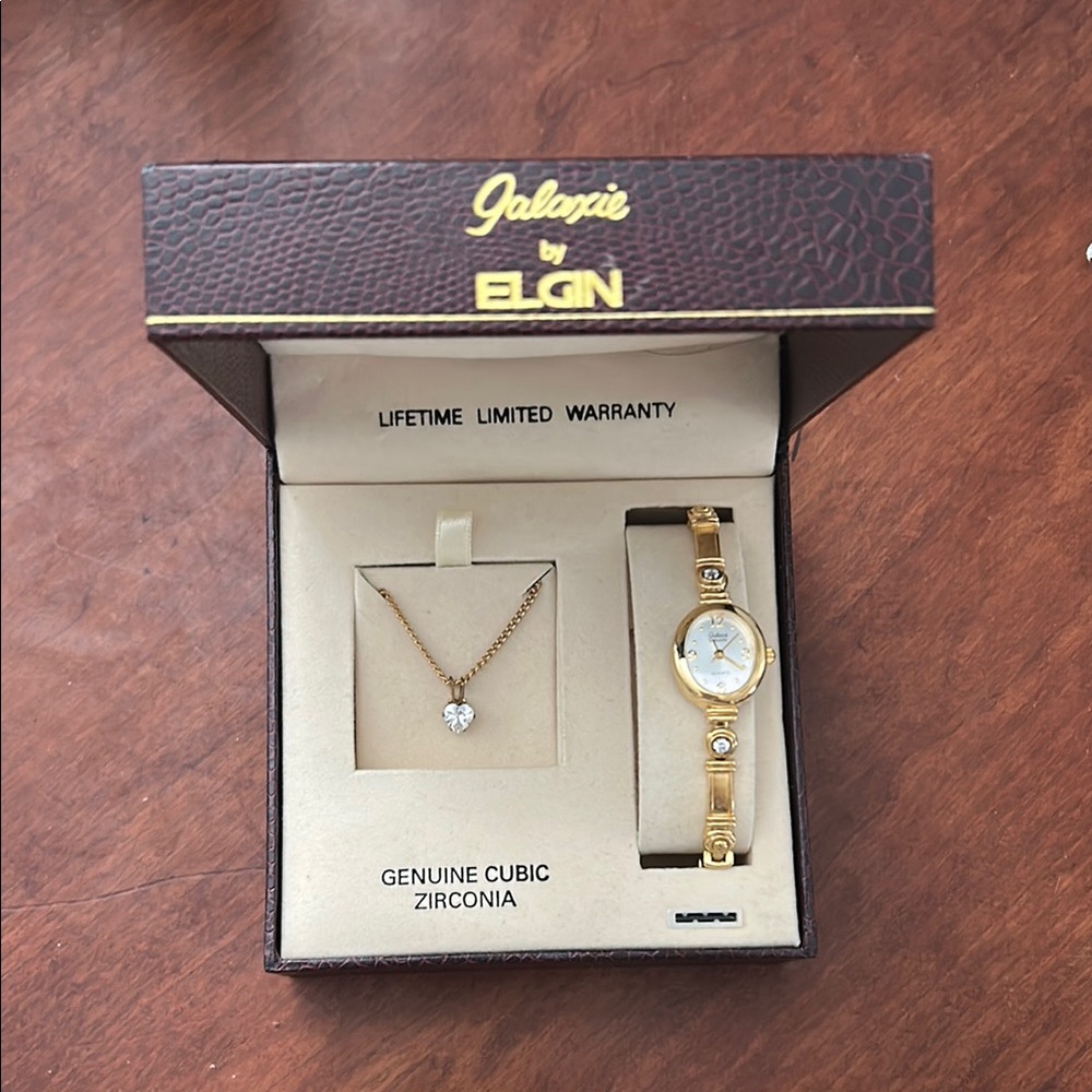 Gold Watch and Necklace Set